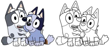 bluey familie, bluey tekenfilm, bluey kinderen' show, muffin, sokken vector