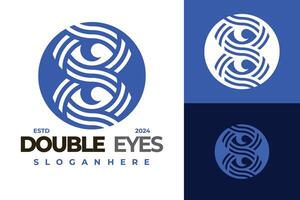 dubbele oog logo ontwerp symbool icoon illustratie vector