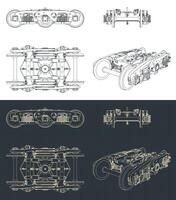 trein wielbasis blauwdrukken vector