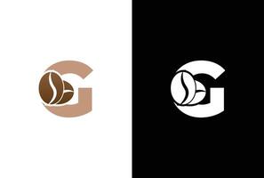 eerste brief g koffie logo sjabloon. brief g koffie winkel icoon, koffie merk, minimalistisch, modern geschikt voor koffie winkel logo sjabloon. vector