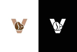 eerste brief v koffie logo sjabloon. brief v koffie winkel icoon, koffie merk, minimalistisch, modern geschikt voor koffie winkel logo sjabloon. vector
