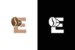 eerste brief e koffie logo sjabloon. brief e koffie winkel icoon, koffie merk, minimalistisch, modern geschikt voor koffie winkel logo sjabloon. vector