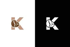 eerste brief k koffie logo sjabloon. brief k koffie winkel icoon, koffie merk, minimalistisch, modern geschikt voor koffie winkel logo sjabloon. vector