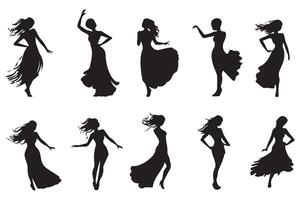 silhouetten gelukkig dansen mensen Aan wit achtergrond vector