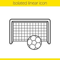 voetbal doel lineaire pictogram. dunne lijn illustratie. voetbalpoorten en balcontoursymbool. vector geïsoleerde overzichtstekening