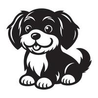 een schattig Charlie hond, zwart kleur silhouet vector