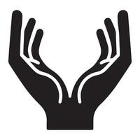 hand- icoon, zwart kleur silhouet vector