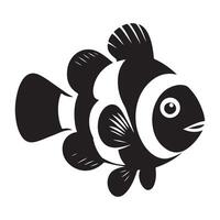 vis silhouet illustratie, zwart kleur vis silhouet geïsoleerd wit achtergrond vector