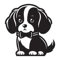 een schattig Charlie hond, zwart kleur silhouet vector