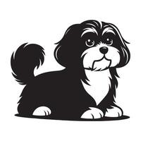een schattig Charlie hond, zwart kleur silhouet vector