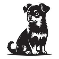 een schattig Charlie hond, zwart kleur silhouet vector