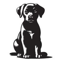 een schattig Charlie hond, zwart kleur silhouet vector