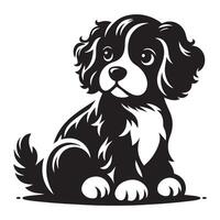 een schattig Charlie hond, zwart kleur silhouet vector