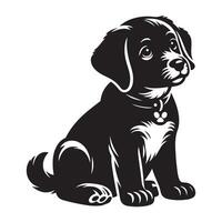 een schattig Charlie hond, zwart kleur silhouet vector