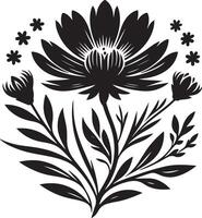 silhouet van bloem zwart en wit geïsoleerd, zwart kleur silhouet vector
