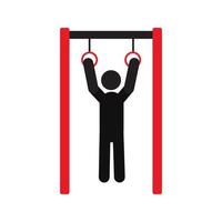 man training met gymnastiek ringen silhouet icoon. optrekken doen. geïsoleerde vectorillustratie vector