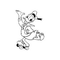 Disney karakter Donald eend en skates tekenfilm animatie vector