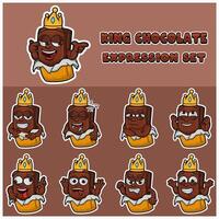 chocola uitdrukking set. mascotte tekenfilm karakter voor smaak, deformatie, etiket en verpakking Product. vector