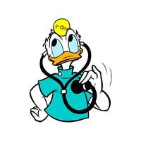 Disney karakter Donald eend dokter ziekenhuis tekenfilm animatie vector