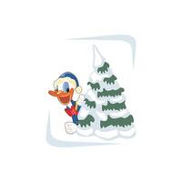 Disney karakter Donald eend en sneeuw tekenfilm animatie vector