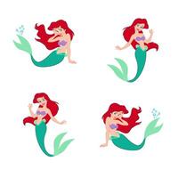 Disney geanimeerd karakter reeks ariel meermin tekenfilm vector