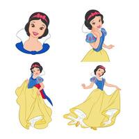 Disney prinses geanimeerd karakter reeks sneeuw wit mooi tekenfilm vector