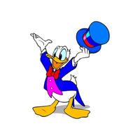 Disney karakter Donald eend goochelaar tekenfilm animatie vector