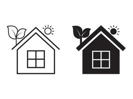 eco huis icoon set, eco vriendelijk en milieu gebouw symbolen. blad en huis vector