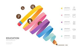 infographic onderwijs potlood trechter diagram sjabloon. modern tijdlijn inkomend stap, presentatie infographics. vector