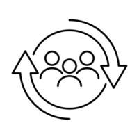 personeel verandering schets icoon mensen in ronde fiets symbool menselijk hulpbron concept voor grafisch ontwerp, logo, web plaats, sociaal media, mobiel app, ui illustratie vector