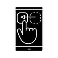 smartphone touchscreen glyph-pictogram. silhouet symbool. negatieve ruimte. vector geïsoleerde illustratie