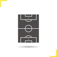 voetbalveld glyph icoon. slagschaduw silhouet symbool. negatieve ruimte. vector geïsoleerde illustratie