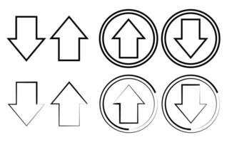 omhoog en naar beneden pijl, Duwen en Trekken ronde waarschuwing richting pijl pictogrammen. vector