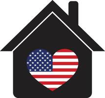 huis icoon met Amerikaans hart. Amerika liefde symbool . Verenigde Staten van Amerika huis liefde symbool vector