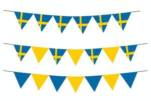 Zweeds vlaggen vlaggedoek reeks elementen geïsoleerd Aan wit achtergrond vector
