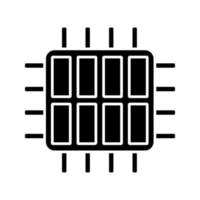 octa core processor glyph-pictogram. silhouet symbool. acht core microprocessor. microchip. processor. computer, telefoon multi-core processor. geïntegreerde schakeling. negatieve ruimte. vector geïsoleerde illustratie