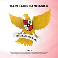 hari lahir pancasila of pancasila verjaardag met een vliegend garuda vector