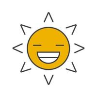 lachende zon kleur icoon. zomerseizoen. geïsoleerde vectorillustratie vector