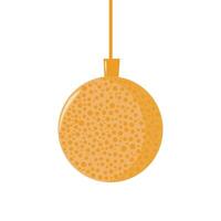 cirkel goud Kerstmis boom speelgoed- met vlekken. illustratie in vlak stijl. seizoen decoratie, Kerstmis en nieuw jaar viering, icoon geïsoleerd Aan wit achtergrond. ontwerp sjabloon. vector