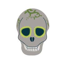 dood dag schedel. Mexicaans suiker menselijk hoofd botten. halloween tatoeëren. dia de los muertos. vlak illustratie. vector