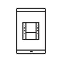 smartphone videobestand lineaire pictogram. dunne lijn illustratie. slimme telefoon met filmstrip-contoursymbool. vector geïsoleerde overzichtstekening