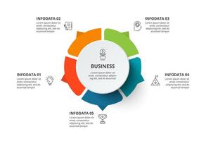 creatief concept voor infographic met 5 stappen, opties, onderdelen of processen. bedrijf gegevens visualisatie. vector