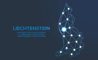 Liechtenstein communicatie netwerk kaart. laag poly beeld van een globaal kaart met lichten in de het formulier van steden. kaart in de het formulier van een sterrenbeeld, dempen en sterren vector