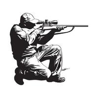 Mens met pistool. schutter met jachtgeweer geïsoleerd Aan wit achtergrond vector