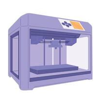 3d printer machine, illustratie logo concept icoon. technologieën van de toekomst, technisch voortgang, wetenschap, robotica. vector