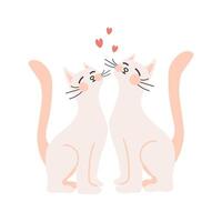 paar- van schattig wit kittens in liefde. feestelijk illustratie voor Valentijnsdag dag vector