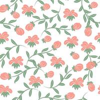 naadloos patroon, roze bloemen en knoppen, pastel kleuren. achtergrond, behang, textiel vector