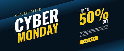 Cyber Monday Sale-bannersjabloon is perfect voor poster, banner, reclame, enz. vector