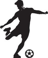 een Mens silhouet voetbal speler of Amerikaans voetbal speler schoppen Amerikaans voetbal geïsoleerd Aan wit achtergrond. vector