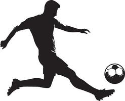 een Mens silhouet voetbal speler of Amerikaans voetbal speler schoppen Amerikaans voetbal geïsoleerd Aan wit achtergrond. vector